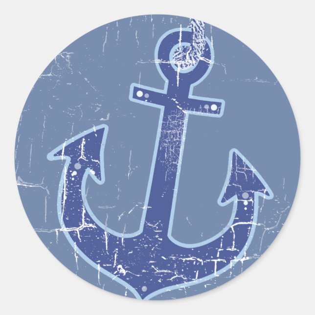 Sticker Rond ancre nautique bleue de marin (Devant)
