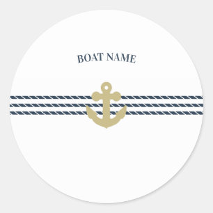 Sticker Rond Ancre nautique, Corde