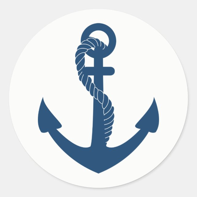 Sticker Rond Ancre nautique Marine Blue Sailor Beach Mariage (Devant)