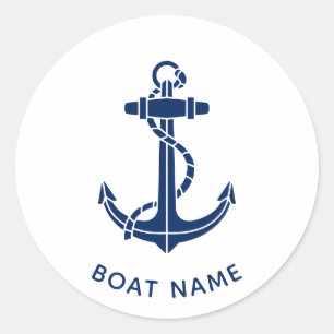 Sticker Rond Ancre nautique Nom du bateau personnalisé