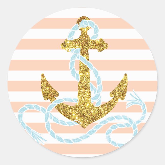Sticker Rond Ancre Parties scintillant Girly Faux (Devant)