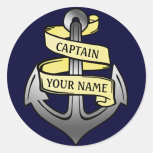 Sticker Rond Ancre Personnalisable Capitaine de navire Votre no