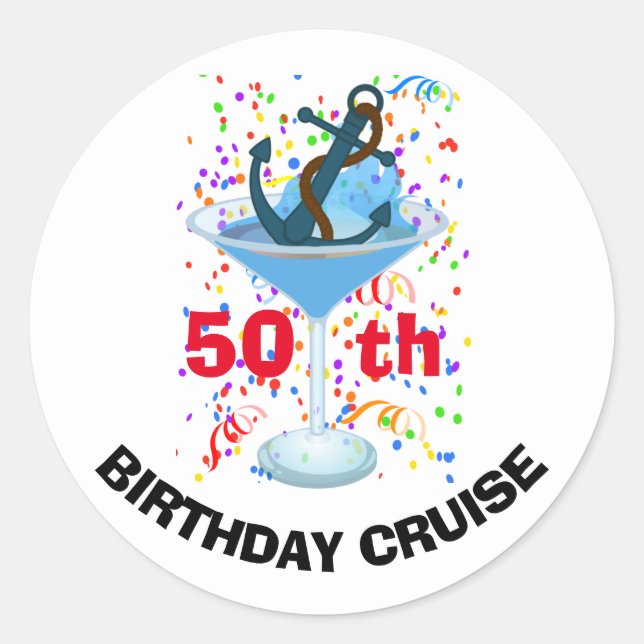 Sticker Rond Ancre personnalisée du groupe de croisière anniver (Devant)