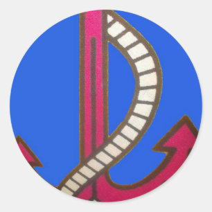 Sticker Rond Ancre rouge