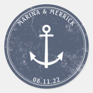 Sticker Rond Ancre rustique de la marine nautique