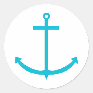 Sticker Rond Ancre Turquoise Nautique