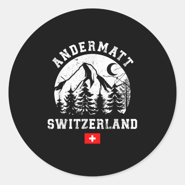 Sticker Rond Andermatt Suisse Station de ski Alpes Ski Alpin (Devant)