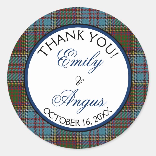 Sticker Rond Anderson Tartan Merci Mariage écossais (Devant)
