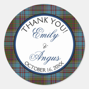 Sticker Rond Anderson Tartan Merci Mariage écossais