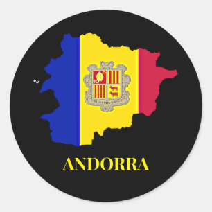 Sticker Rond Andorre Silhouette, drapeau,