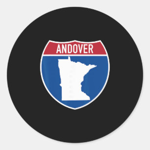 Sticker Rond Andover Minnesota Carte Route Autoroutière Panneau