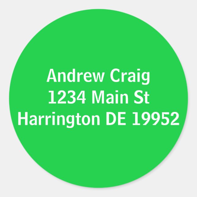 Sticker Rond Andrew Craig1234 Main StHarrington DE 19952 (Devant)