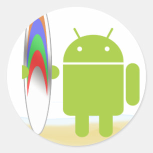Sticker Rond Android Surfer