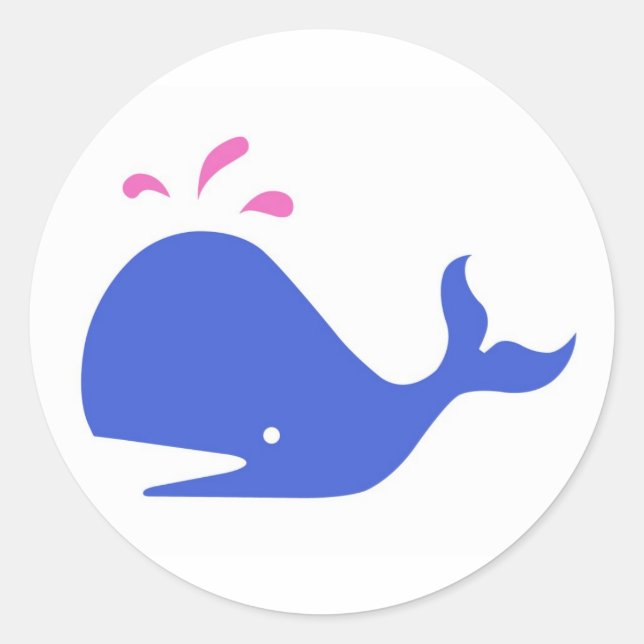 Sticker Rond Andy Whale Célibataires_bleu, rose sur blanc (Devant)