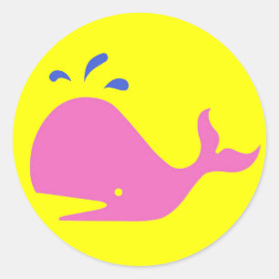 Sticker Rond Andy Whale Célibataires_rose,bleu sur jaune