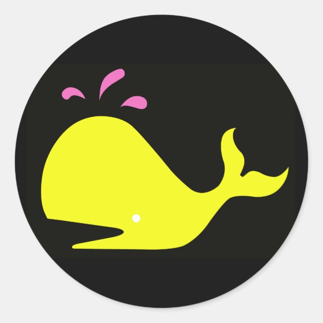 Sticker Rond Andy Whale Singletons_jaune, rose sur fond noir (Devant)