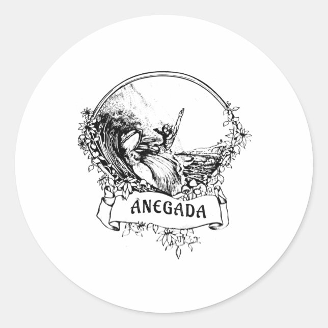 Sticker Rond Anegada, Bvi Surf vintage Rétro Vacances (Devant)