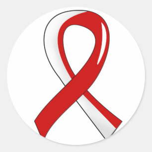 Sticker Rond Anémie plastique Rouge Blanc Ribbon 3
