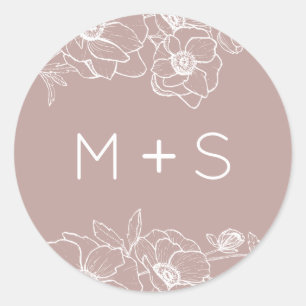 Sticker Rond Anemone Bouquet Mariage