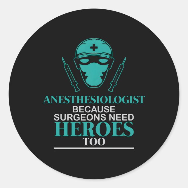 Sticker Rond Anesthésie Assistant Anesthésie Docteur chirurgien (Devant)