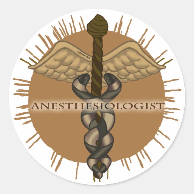 Sticker Rond Anesthésiste Caduceus (Devant)
