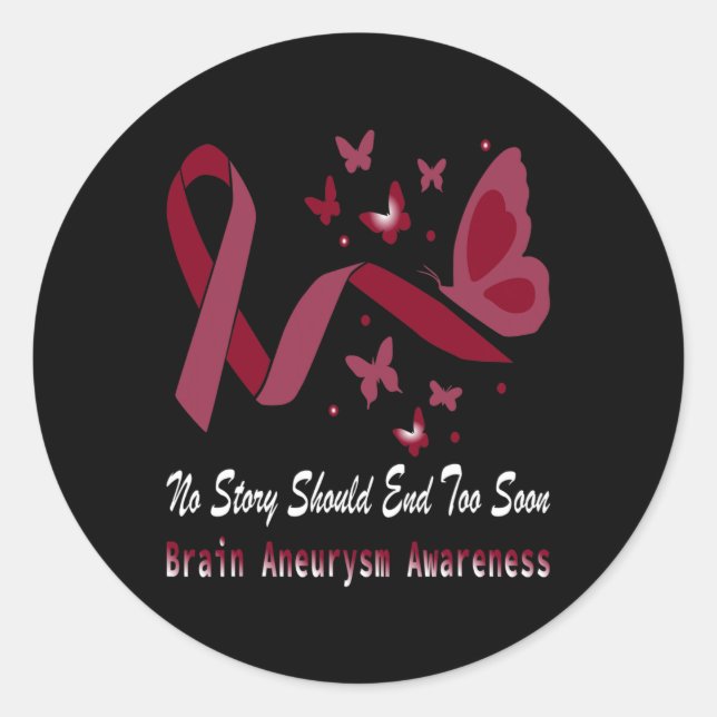 Sticker Rond Aneurysme Sensibilisation Papillon Bourgogne Ruban (Devant)