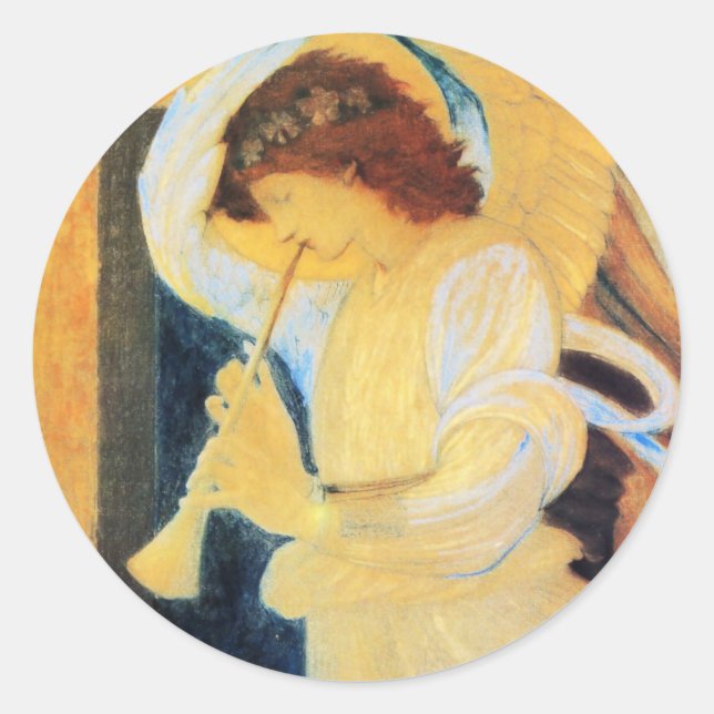 Sticker Rond Ange avec trompette, Beaux-Arts Burne-Jones (Devant)