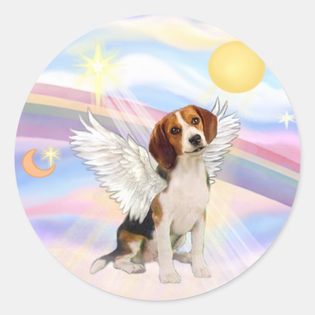 Sticker Rond Ange Beagle (Devant)