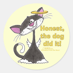 Sticker Rond Ange de chat