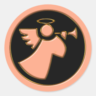 STICKER ROND ANGE DE CHROME AVEC LA TROMPETTE