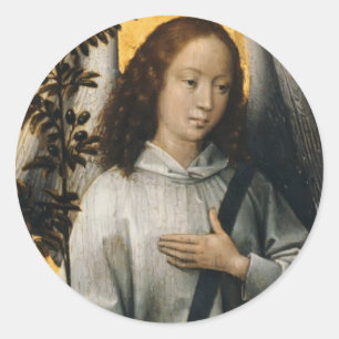 Sticker Rond Ange de Hans Memling- tenant une branche d'olivier