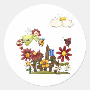 Sticker Rond Ange de jardin