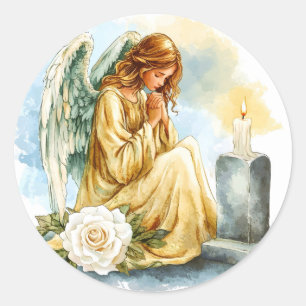 Sticker Rond Ange de la mort Sympathie Aquarelle Art angélique