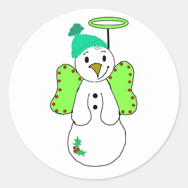 Sticker Rond Ange de neige (Devant)