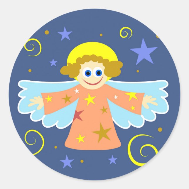 Sticker Rond Ange de Noël (Devant)