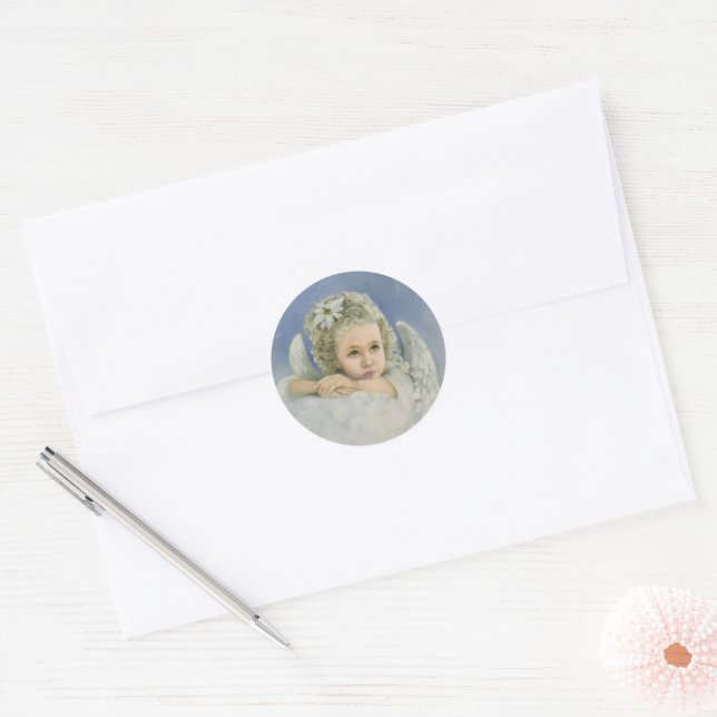 Sticker Rond Ange de Noël (Enveloppe)