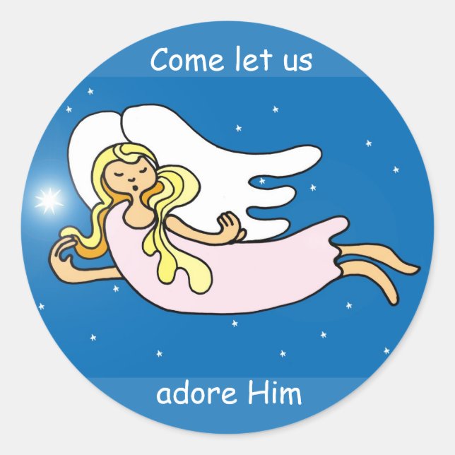 Sticker Rond Ange de Noël (Devant)