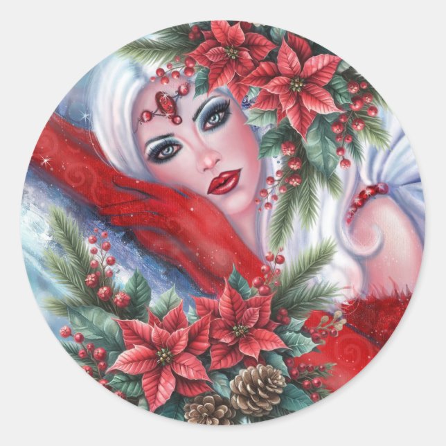 Sticker Rond ange de Noël d'hiver  (Devant)
