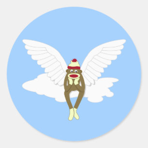 Sticker Rond Ange du gardien du singe de Sock