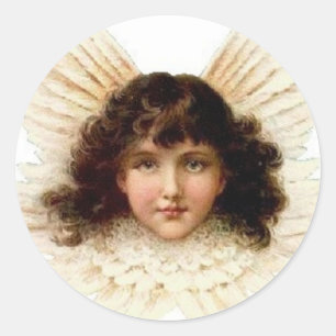 Sticker Rond Ange d'une chevelure foncé
