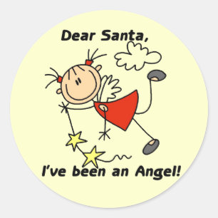 Sticker Rond Ange en bâtonnets Cher Père Noël T-shirts et cadea