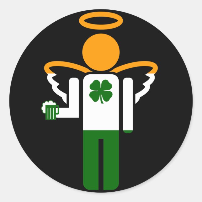 Sticker Rond ange irlandais. (Devant)