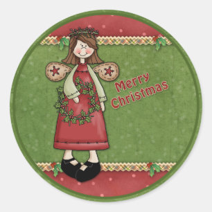 Sticker Rond Ange lunatique de Noël