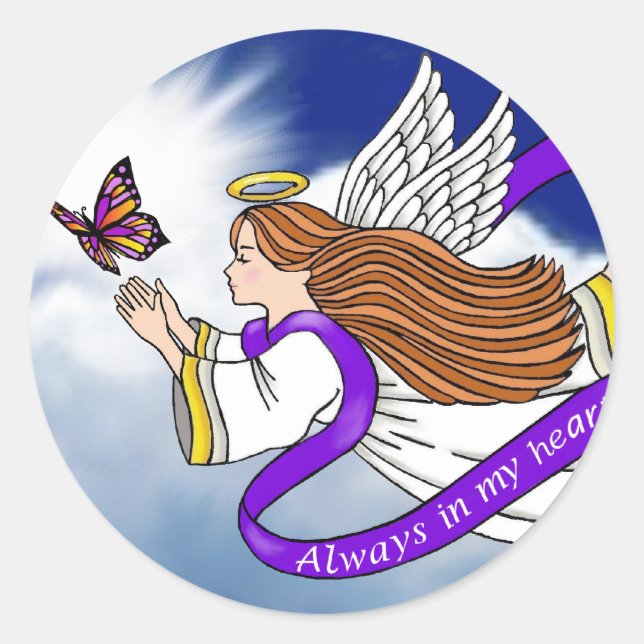 Sticker Rond Ange papillon (Devant)