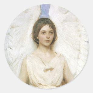 Sticker Rond Ange par Abbott Thayer, Art fin victorien vintage