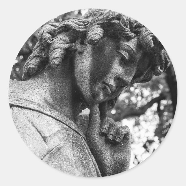 Sticker Rond Ange pensif en bas (Devant)