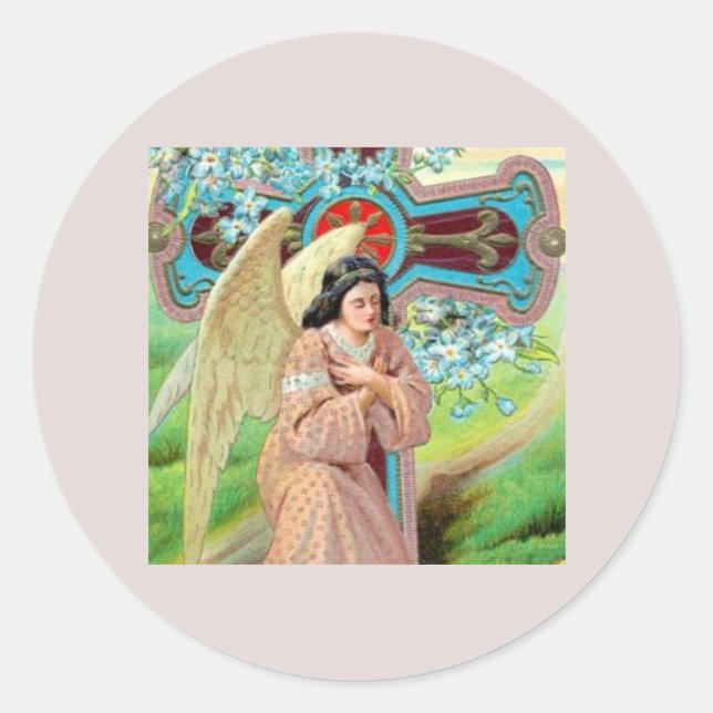 Sticker Rond Ange priant (Devant)