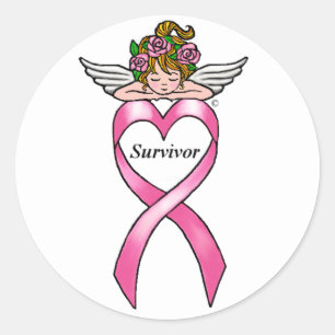 Sticker Rond Ange "Survivant" du cancer du sein