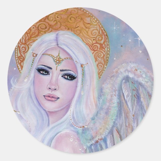Sticker Rond Angel art Evangelina par Renee Lavoie (Devant)