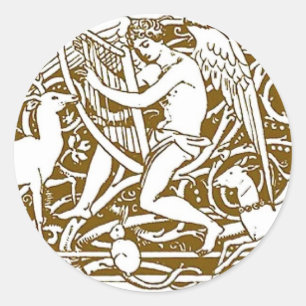 Sticker Rond Angel avec Harpe